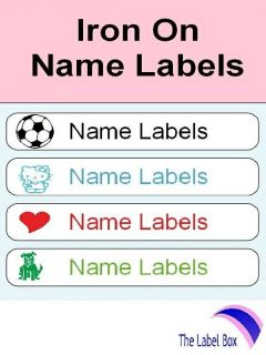 50 Iron on Identity Clothes Name Labels Tapes Tags 45mm x 11mm