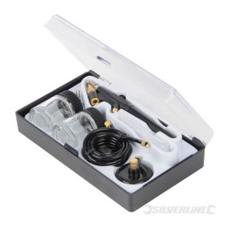 Air Brush Hobby Craft Kit 6 Piece Silverline 380158 15ml Compressor 