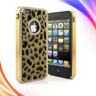 Cheetah Leopard Print Diamond Crystal Bling Case Cover For Iphone 5 5G 
