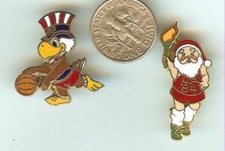 1984 LA Summer Olympic Games Pin Sam Eagle Basketball Santa Clause 