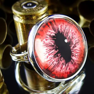Cat Dragon Fantasy Eye Sci Fi Taxidermy Eyeball Antique Bronze Ring 