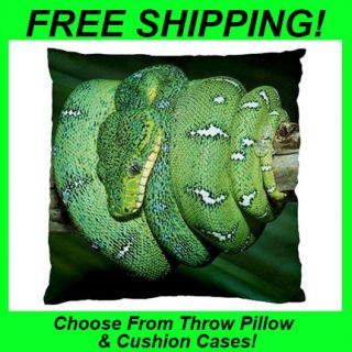 Emerald Tree Boa Snake   Throw Pillow Case or Cushion Case/Cover 