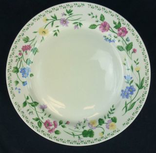 English Garden Farberware China Dinner Plate Floral White Background