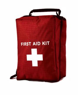 EMPTY FIRST AID KIT BAG WITH COMPARTMENTS   LARGE   RED