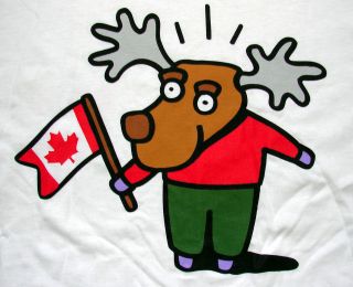 .ca  Canada Moose with Flag T Shirt, L Large