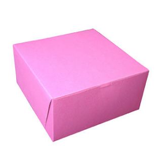 PINK CAKE BOX, PASTRY BAKERY 8 X 8 X 5 1 PIECE TUCK TOP, HINGED (10 