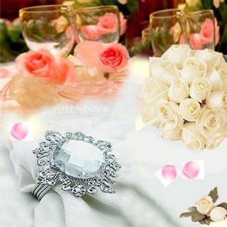 New 48 PCS White Gem Napkin Rings Wedding Party Decorations Diamond 
