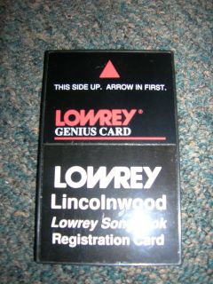 LOWREY GENIUS REGISTRATION CARD for NL 30xl Lincolnwood