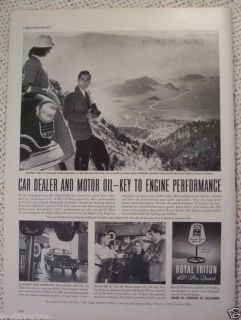HOOVER VACUUM ROYAL TRITON MOTOR OIL VINTAGE ADS 1951