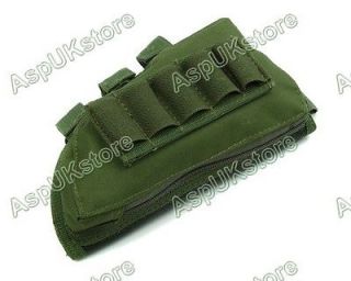Airsoft Rifle Stock Ammo Pouch w/ Cheek Leather Pad Olive Drab OD