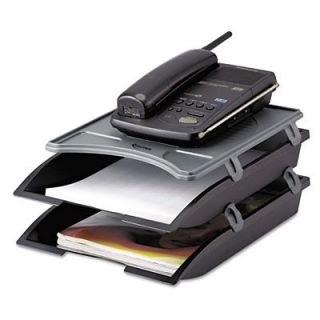 Innovera Telephone Stand with Stackable Letter Size Paper Trays 