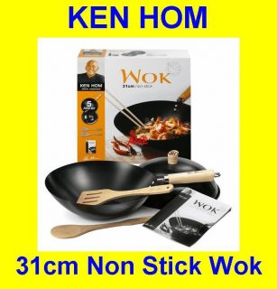 NEW 5 Pc Ken Hom Set Wok Cookware Non   Stick 31cm Spoon Spatula 