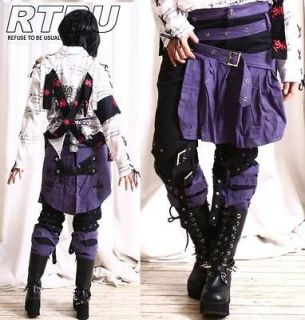   Punk Mummy Spider Gear Pants Jean+Purple Sheild Pleated Skirt Hip Wrap