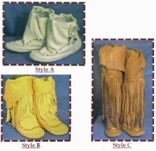 Native American Zuni Indian Moccasin Sewing Pattern   3 styles