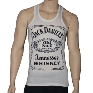 Jack Daniels JD Whisky Label 100% Cotton Fitted Muscle Training Gym 