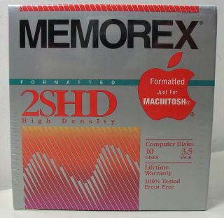 Memorex 2SHD High Density 3.5 Floppy Disks Formatted for Macintosh 
