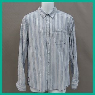 ONE90ONE Mens Dazed and Confused Button Front Shirt, Blue, Large 