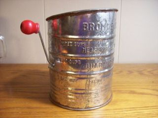 Old Bromwells 3 Cup Measuring Sifter USA Red Handle