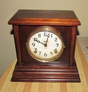 Antique Vintage 8 Day Key Wind Time Only Ship Clock.