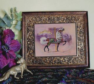 Carousel Horse Print Framed SPIN HARMONY Pony Little Girl Victorian