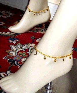   Gold Pakistani Indian Designer 2x Anklets Pair Shalwar Kameez Salwar