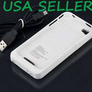 New White 2500mAh External Backup Battery Charger Case For Iphone 4 4G 