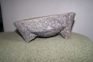 Anitque Rustic Rock Mortar Serrano Indian Footed Stone Grinding Bowl