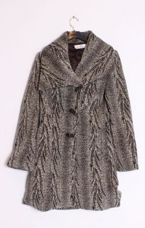 Kat Von D NIGHT OWL Woodgrain Print Toggle Button Wool Over Coat