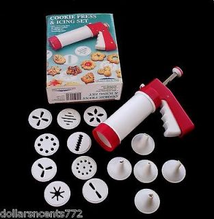 Vintage 15 Piece Hearthstone Cookie Press Icing Set cutter Christmas 