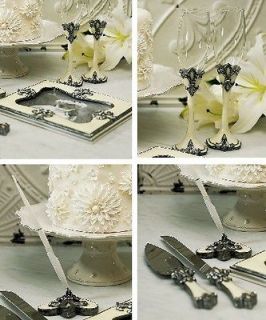 PC   Decorative Fleur De Lis Wedding Toasting Cake Serving Guest 