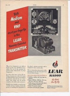 1947 Lear Aircraft VHF Radio Transmitter Ad