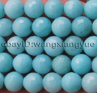 8mm Faceted Brazilian Aquamarine Gemstone Round Loose Beads 15