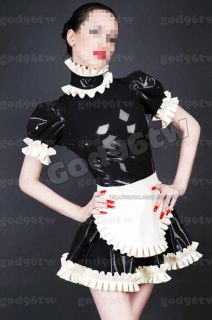   Rubber Gummi Maid Dress 0.45mm Servant Gothic Catsuit Uniform Apron