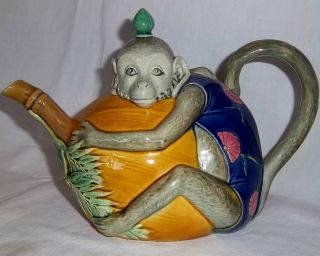 Mint Antique English Minton Majolica Monkey Teapot