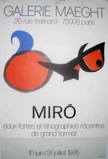 Joan Miro Original Lithograph Poster, Vinrtage 1976, Galerie Maeght 