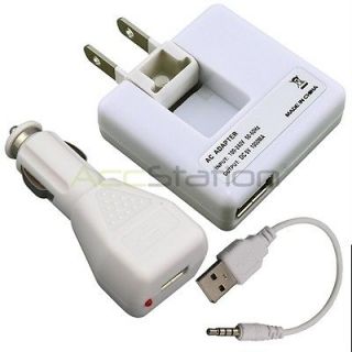 FOR 2ND GEN IPOD SHUFFLE AC+CAR CHARGER+USB CABLE CORD