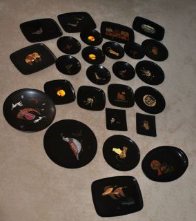 Lot of 26 vintage Couroc Plates, and trays