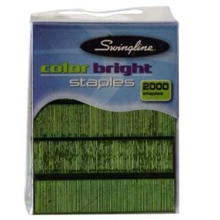 Swingline 1/4 Green Color Bright Staples 2000 Per Box