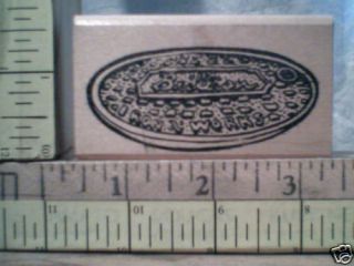 MANHOLE COVER BRILLION IRON WOOD MOUNTED rubber stamp