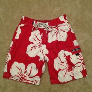 Mens Abercrombie and Fitch Red Floral Reversible Swimsuit Size S