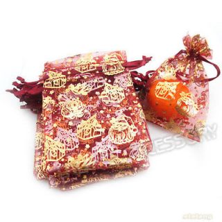 50x Wholesale Fashion New Santa Christmas Organza Gift Bags 7x9cm 