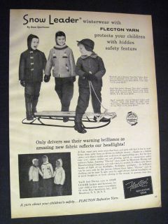 50s image of kids & sled for Snow Leader jackets by Rose Sportwear 