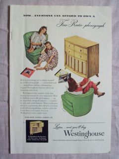   Magazine Advertisement Page Westinghouse Radio Phonograph Vintage Ad