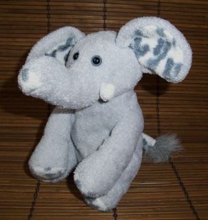 World Market Grey Elephant Animal Print Ears Feet Small Plush Toy 7.5