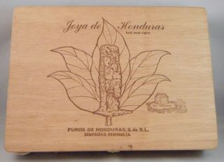 Vintage Joya de Honduras Number 4 Held 25 Cigar Tobacco Leaf Wood Box 