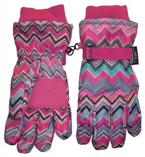  Winter ski glove for girls. Thinsulate and waterproof Zig Zagg print