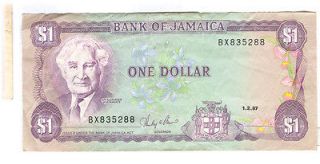 BANK OF JAMAICA ONE DOLLAR PAPER MONEY