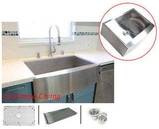 36 Stainless Steel Curve Apron Kitchen Farm Sink Combo