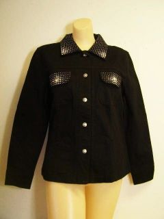   Alexander Aurora Grid black denim jacket Small to Xlarge and 3x NWT