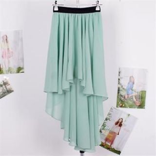 Sexy Asym Hem Chiffon Skirt High Low Asymmetrical Long Maxi Dress 